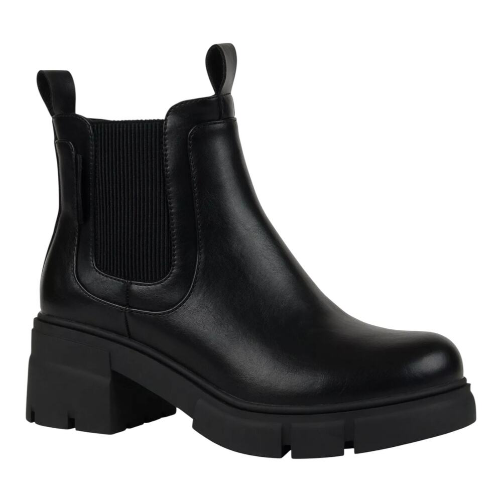 GC Shoes Women's William Pull Tab Lug Sole Chelsea Booties Black Size 8 1/2